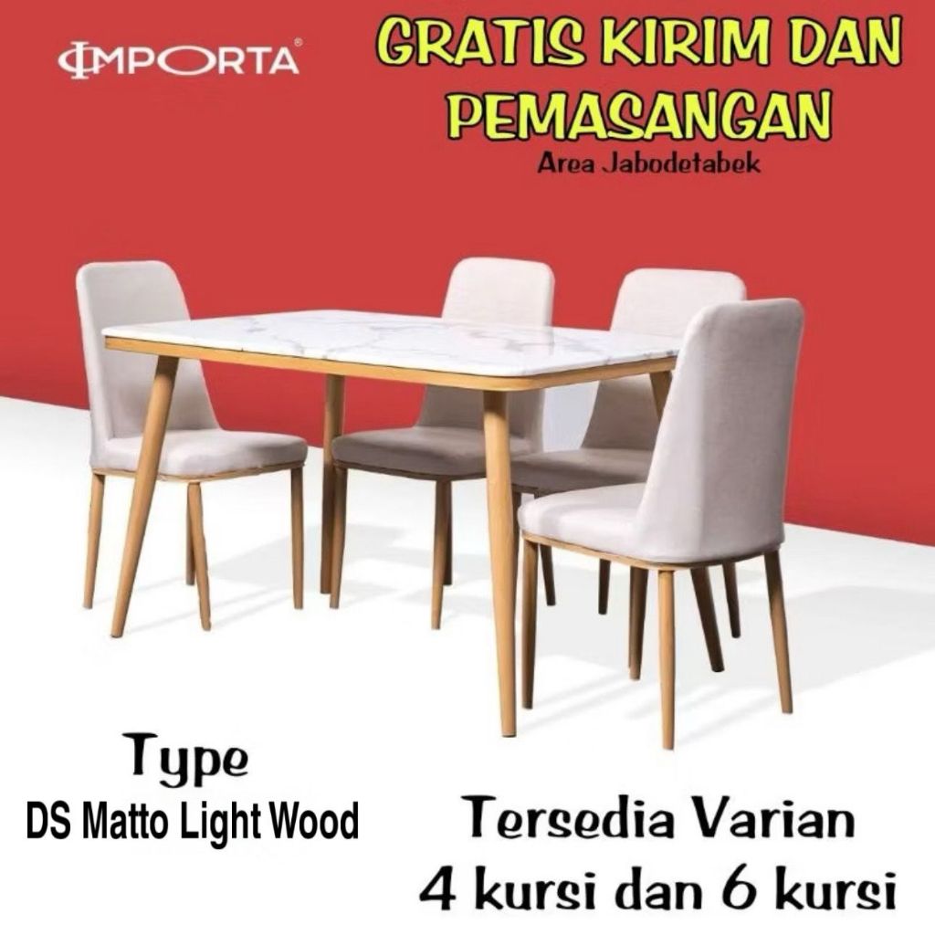 Importa Meja Makan Marmer / Dinner Table 4 Kursi dan 6 Kursi Type Matto & Matilda