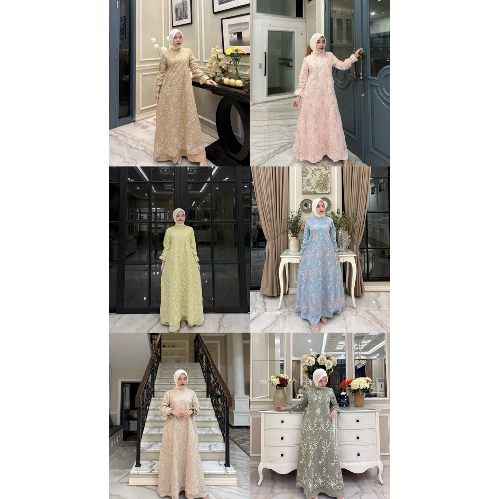 Gamis Malaysia bahan Papersilk bordir mix armanisilk model double (menyatu) furing armanisilk ori By