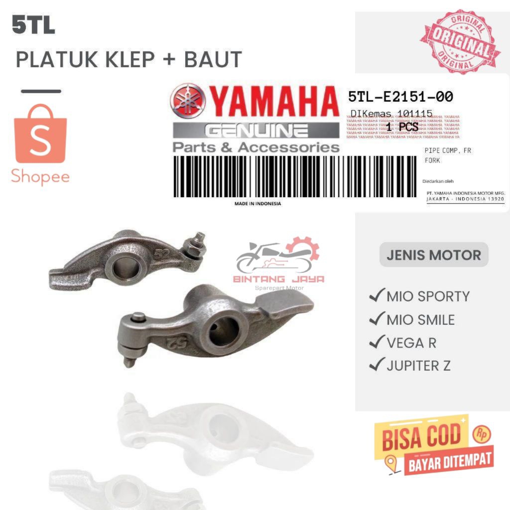 100% original Pelatuk Klep Yamaha 5TL Mio Sporty / Fino Karbu / Mio Smile / Mio Soul / Nouvo