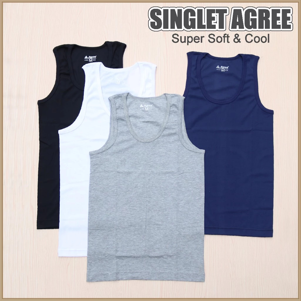 [ 3pcs ] Singlet Pria Agree Art.004 | Singlet Pria Agree Original | Kaos Dalam Agree Dewasa 3 warna