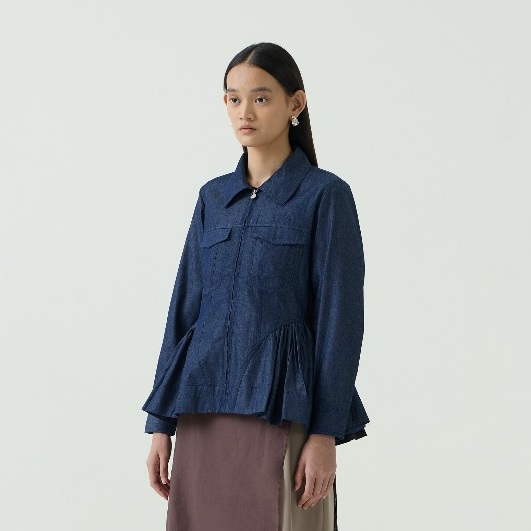 NASL by Nagita Slavina Denim Structured Peplum Jacket