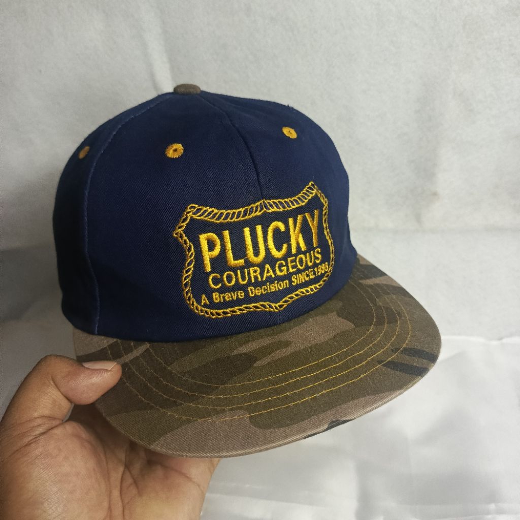 ​Topi Snapback Vintage Plucky Courageous Made in Korea - Navy Camo Original Second