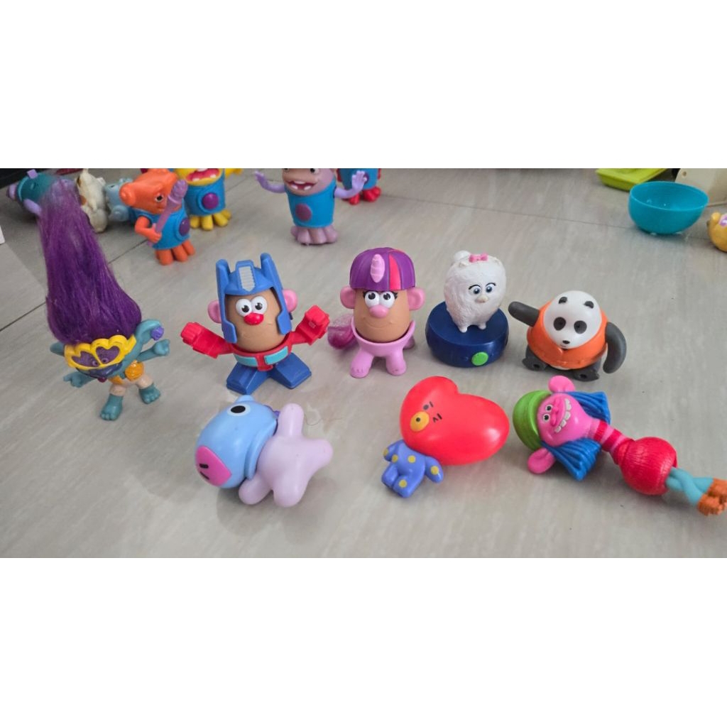 Preloved Figure MCD Dreamworks Trolls - Potato Headset - Monchichi - Mr Men + Little Miss - Happy Me