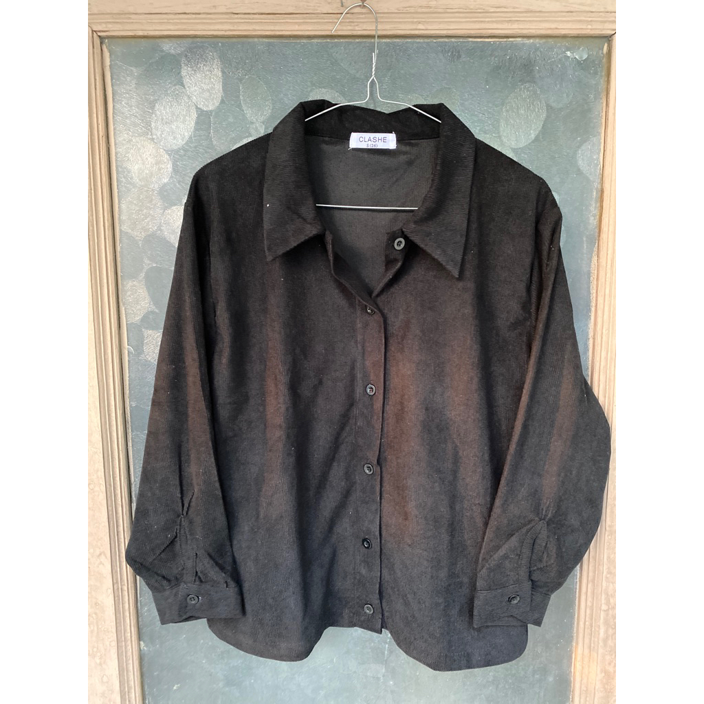 Kemeja Corduroy warna hitam