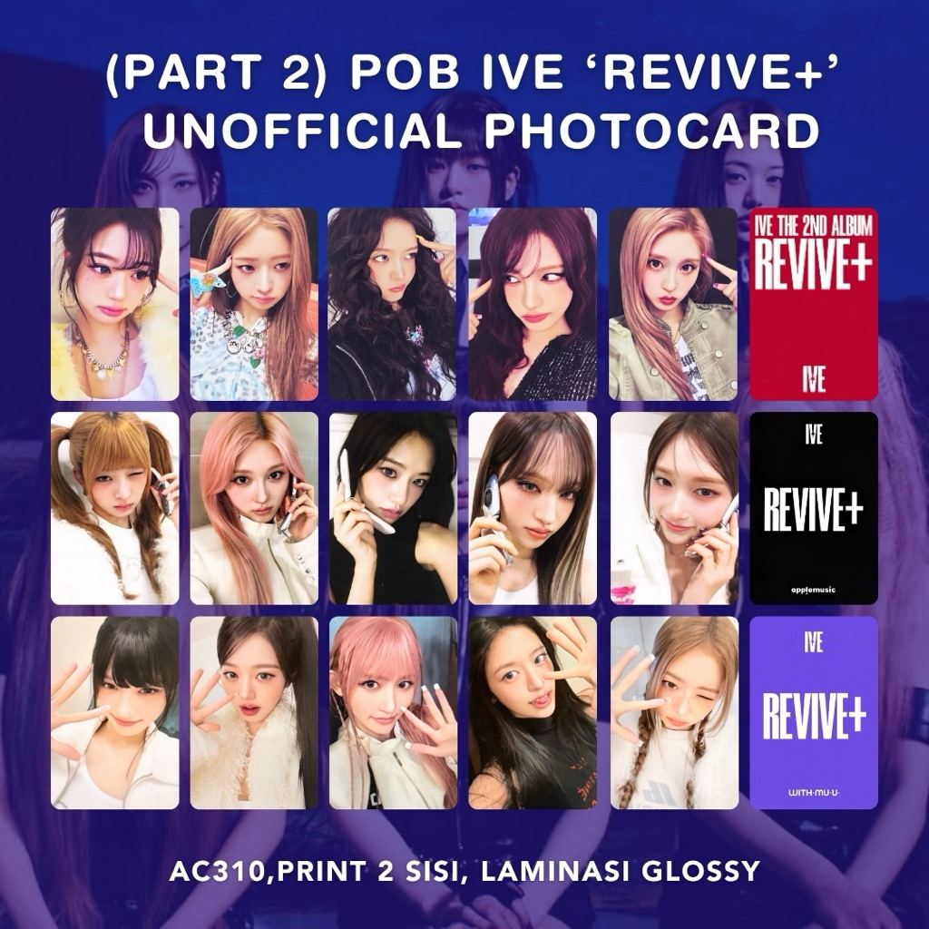 [PART 2] POB IVE ‘REVIVE’ Unofficial Photocard Wonyoung Leeseo Liz Yujin Gaeul Rei Apple Music Loved