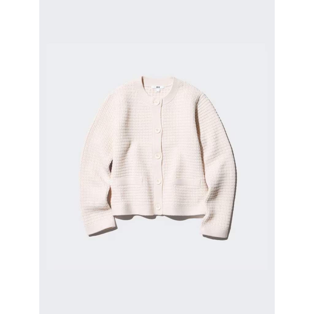 woman knitted short jacket uniqlo / tweed jaket