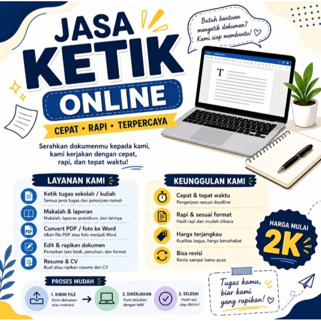 Jasa Ketik Online Cepat & Rapih