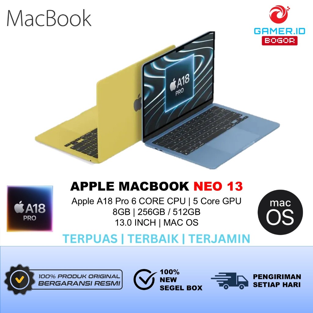 APPLE MACBOOK NEO 13 A18 PRO 6C CPU 8GB 256/512GB 13.0 - Garansi Resmi