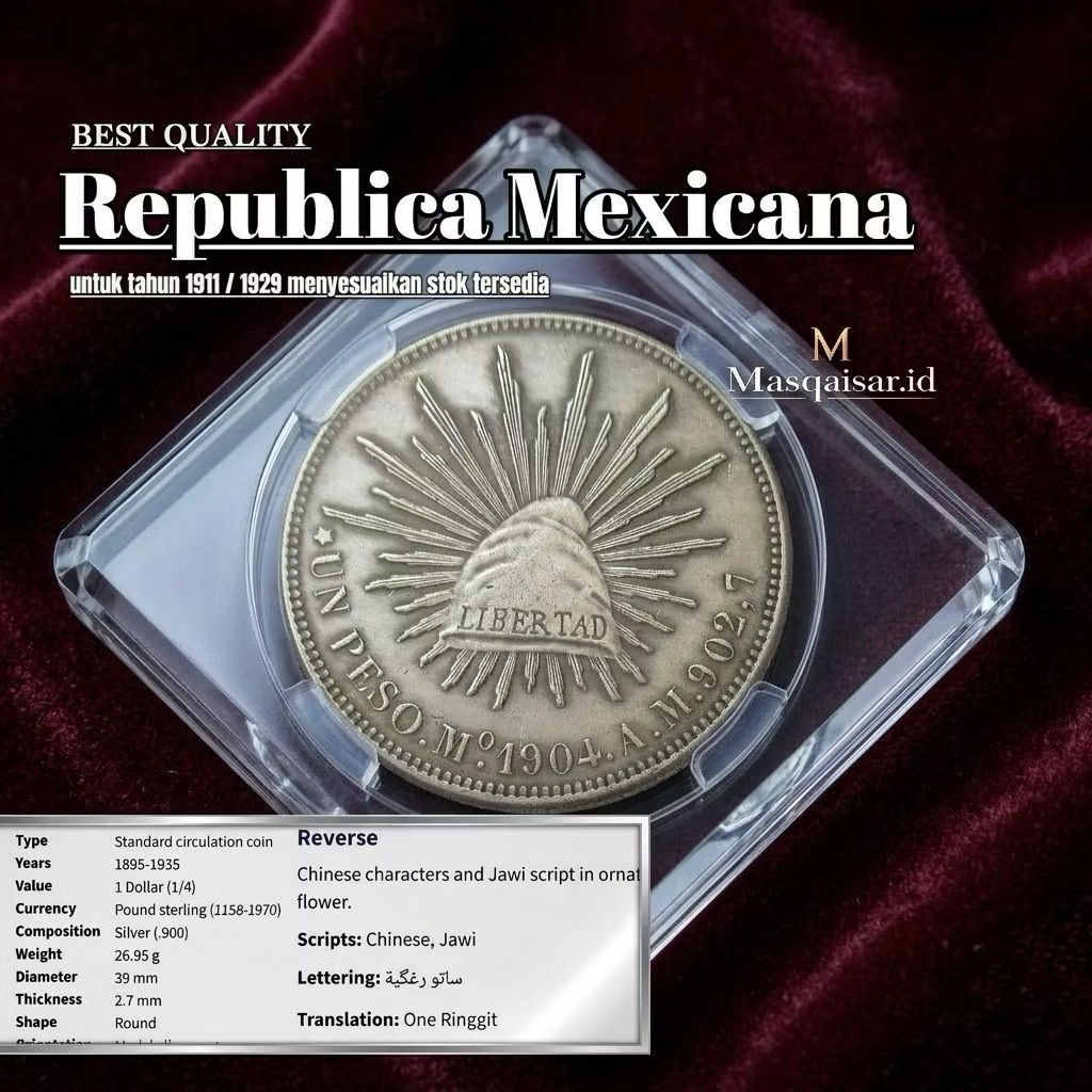 Koin Perak MEXICANA Republica 1893 Best Qualitys