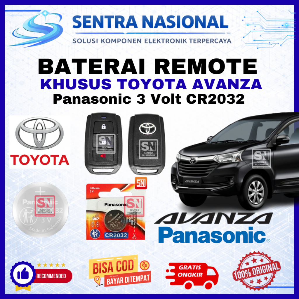 BATERAI REMOTE TOYOTA AVANZA ORIGINAL PANASONIC CR2032 | BATTERY REMOTE AVANZA TOYOTA KUALITAS BAGUS