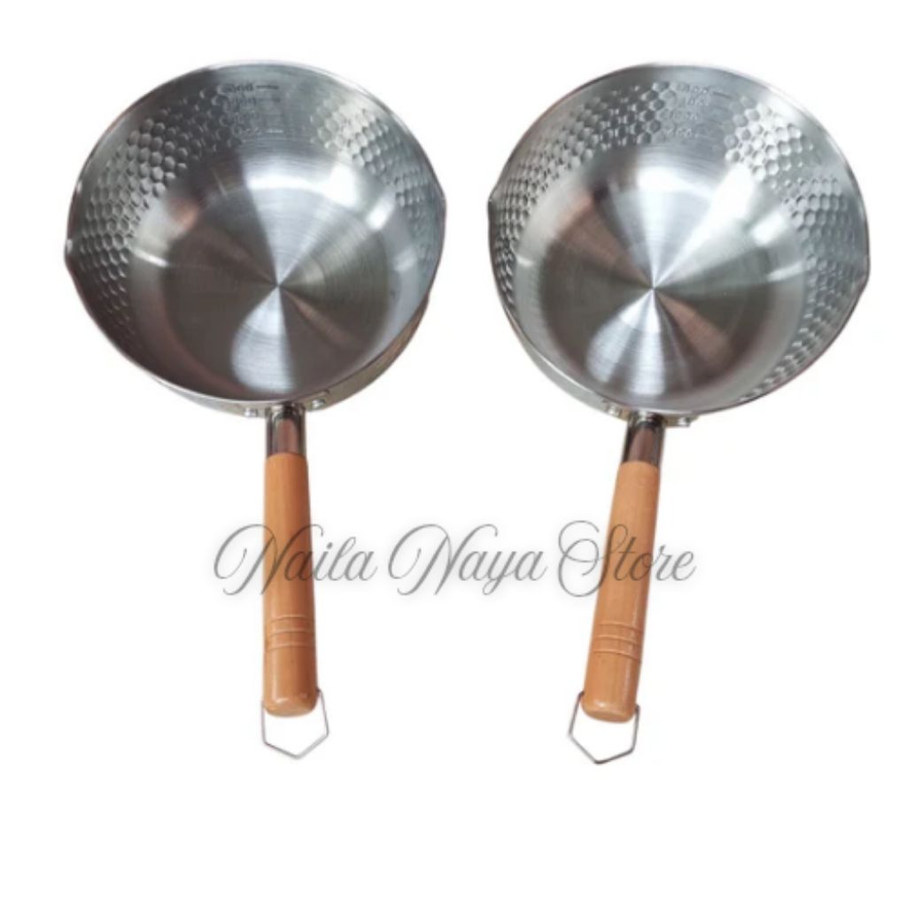 teflon/ panci tebal bahan stainless steel tebal ukuran besar 1800 ml gagang kayu kokoh