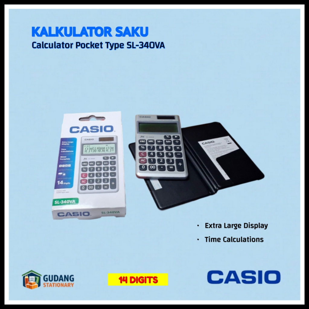 Kalkulator Saku Casio SL-340VA 14 Digit Original