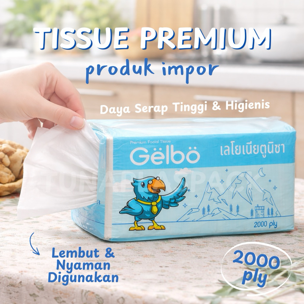 TISU PREMIUM 2000 PLY MEREK GELBO HARGA PROMO | TISU FACIAL BESAR 2000 PLY