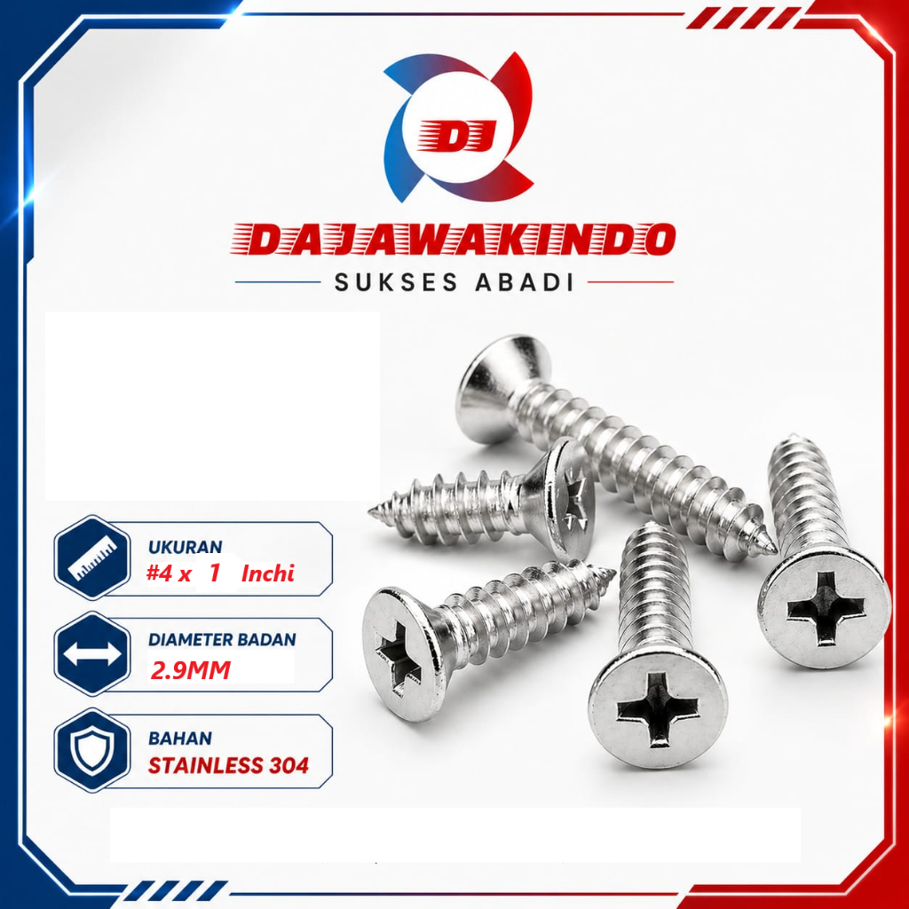 Sekrup Tapping Stainless 4 x 1 / Tapping FH Stainless 304