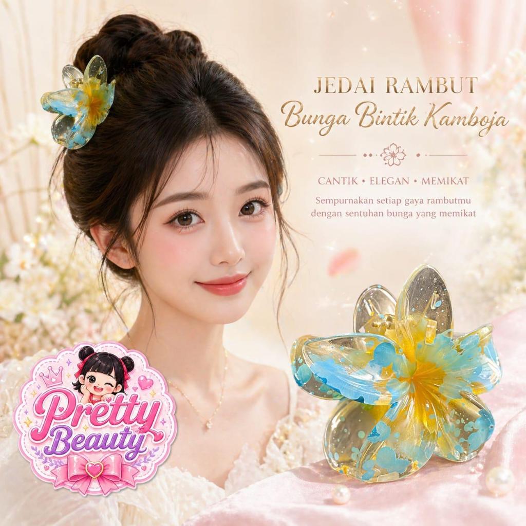 New's Jepit Rambut Jedai Aksen KAMBOJA BINTIK Aksesoris Rambut Jepitan Besar BUNGA Fashion Korea MCO