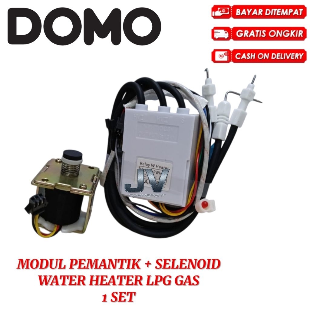 PAKET MODUL PEMANTIK DOMO DA-1006 PULSE IGNATION + SELENOID LPG GAS WATER HEATER PEMANAS AIR DOMO 1 