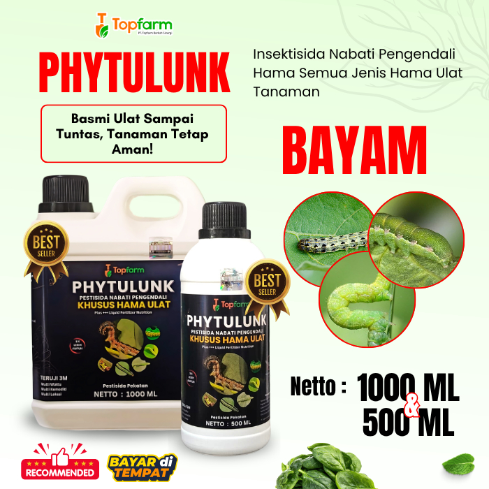 Pestisida Hama Ulat Daun Bayam / Obat Daun bayam / Obat Ulat Topfarm / Obat Hama Ulat Daun Bayam
