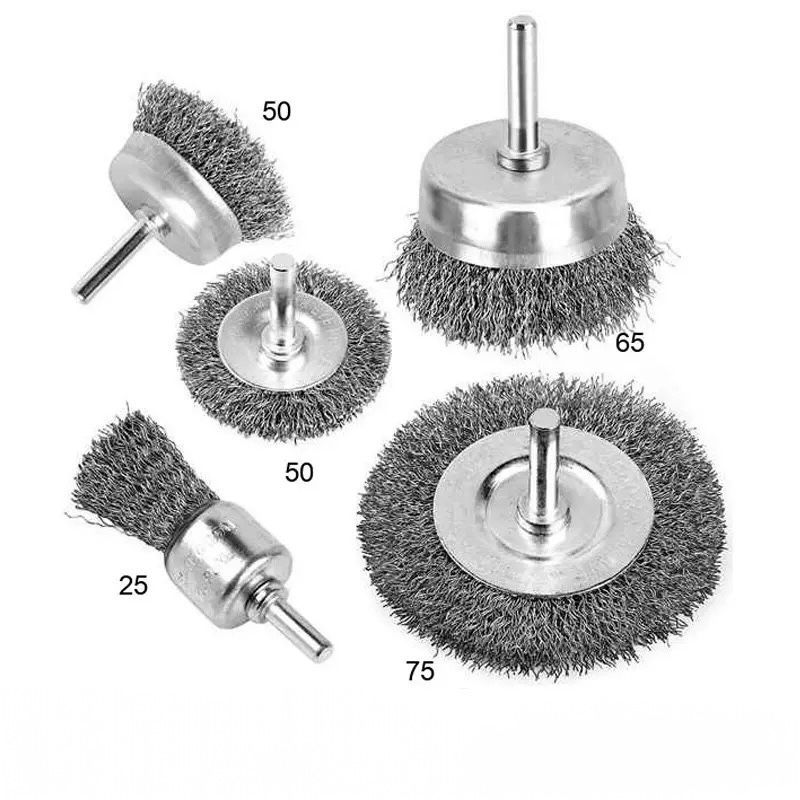 Sikat Kawat Baja Mini Mesin Bor Tangan / Wire Brush Mini Lurus / Mangkok / Gepeng 16mm / 20mm / 25mm