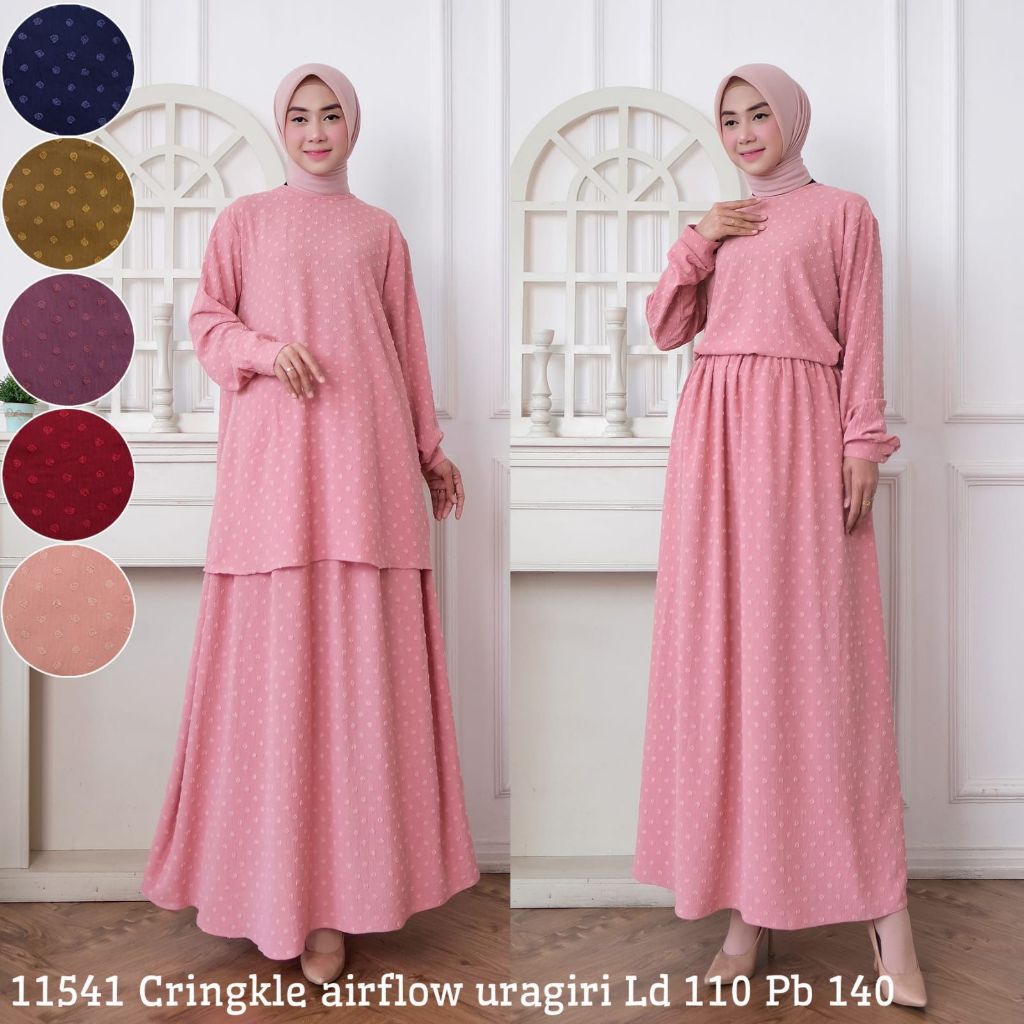 KD 11541 (isi 2) ASYA Setelan Rok Crinkle Airflow Uragiri Import Muslimah Busui Cantik Premium