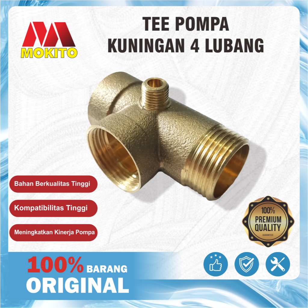 MOKITO Tee Kuningan Cabang 4 / T Kuningan Sambungan Otomatis Mesin Pompa Air
