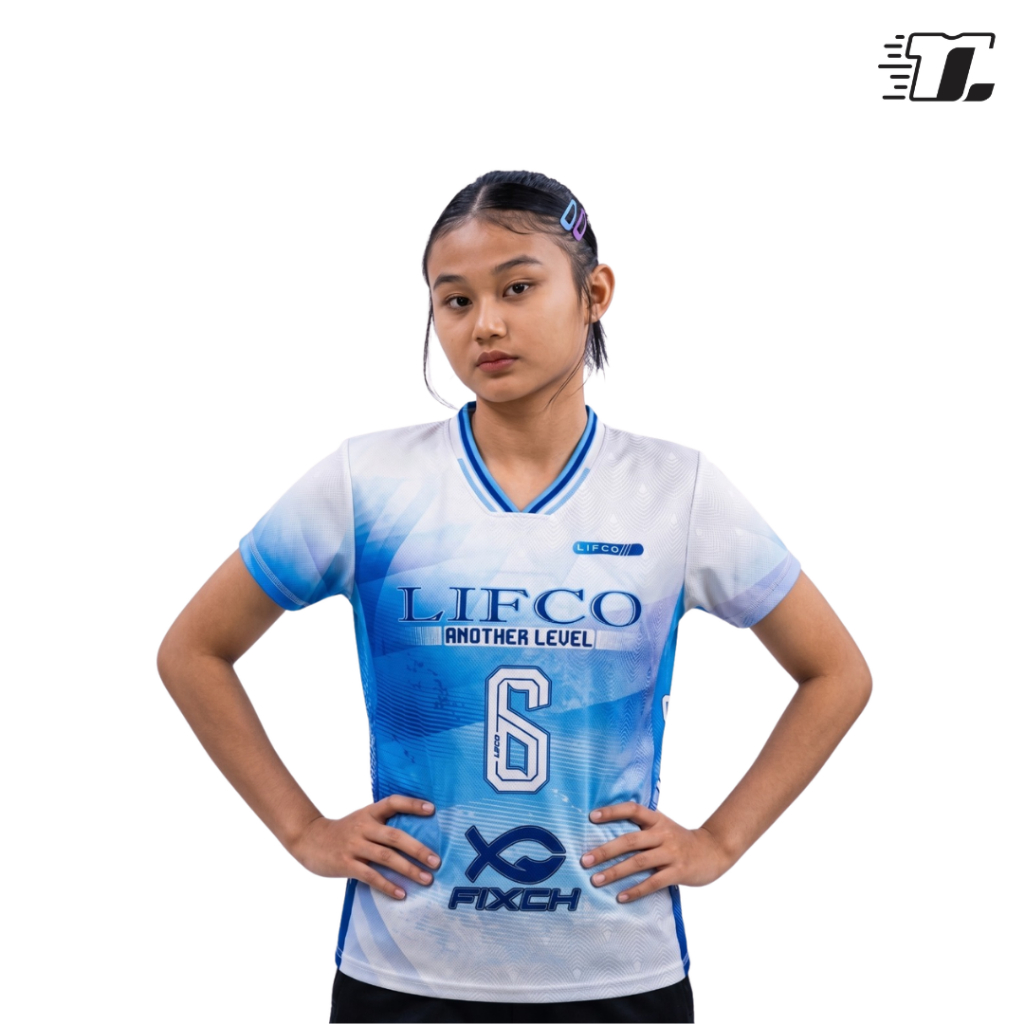 Lifco Jersey Voli Cewek Premium  Full Printing Arimbi Series White Blue