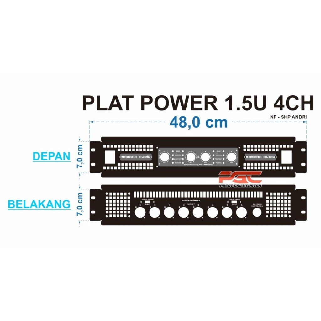 plat power 1,5u 4 channel free custom nama
