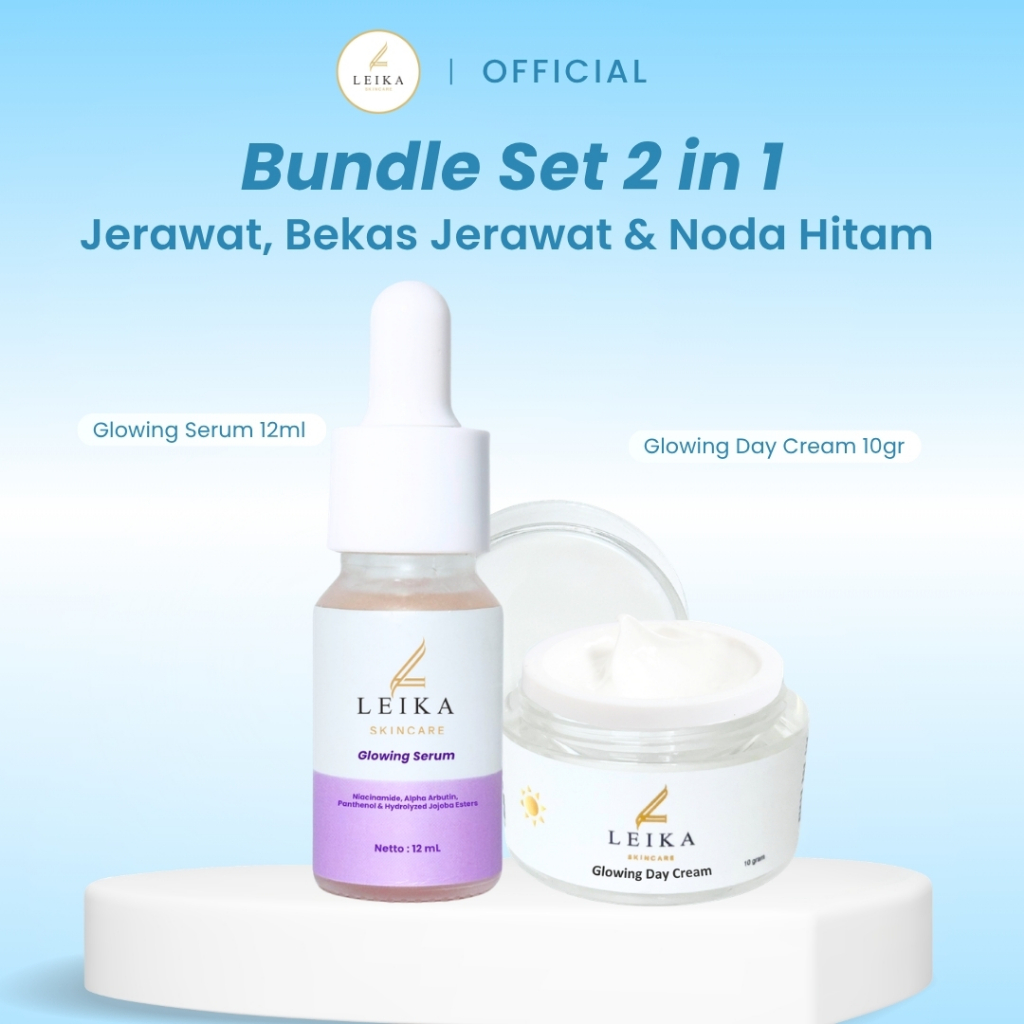 Leika Skincare 2 in 1 Glowing Day Cream & Glowing Serum Leika Skin Care Resmi BPOM