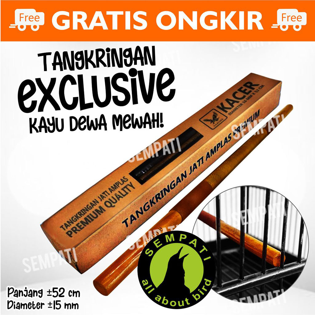 SEMPATI Tangkringan Burung Kacer Tangkringan Amplas Sazime Premium Kayu Jati Amplas Cukit Motif Lase