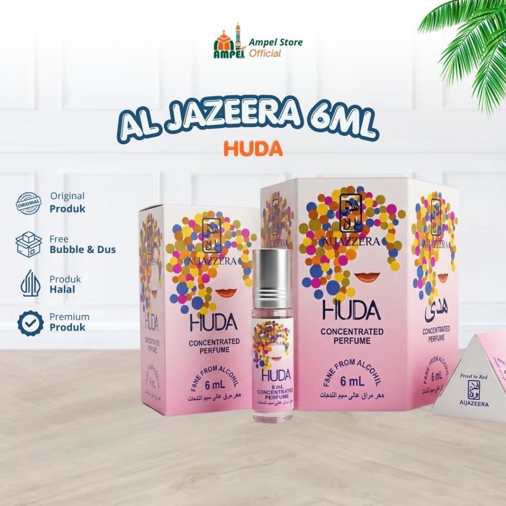 Al Jazeera Roll On 6ml Huda Min - 12 Pcs Aroma Feminim, Non Alkohol, Tahan Lama