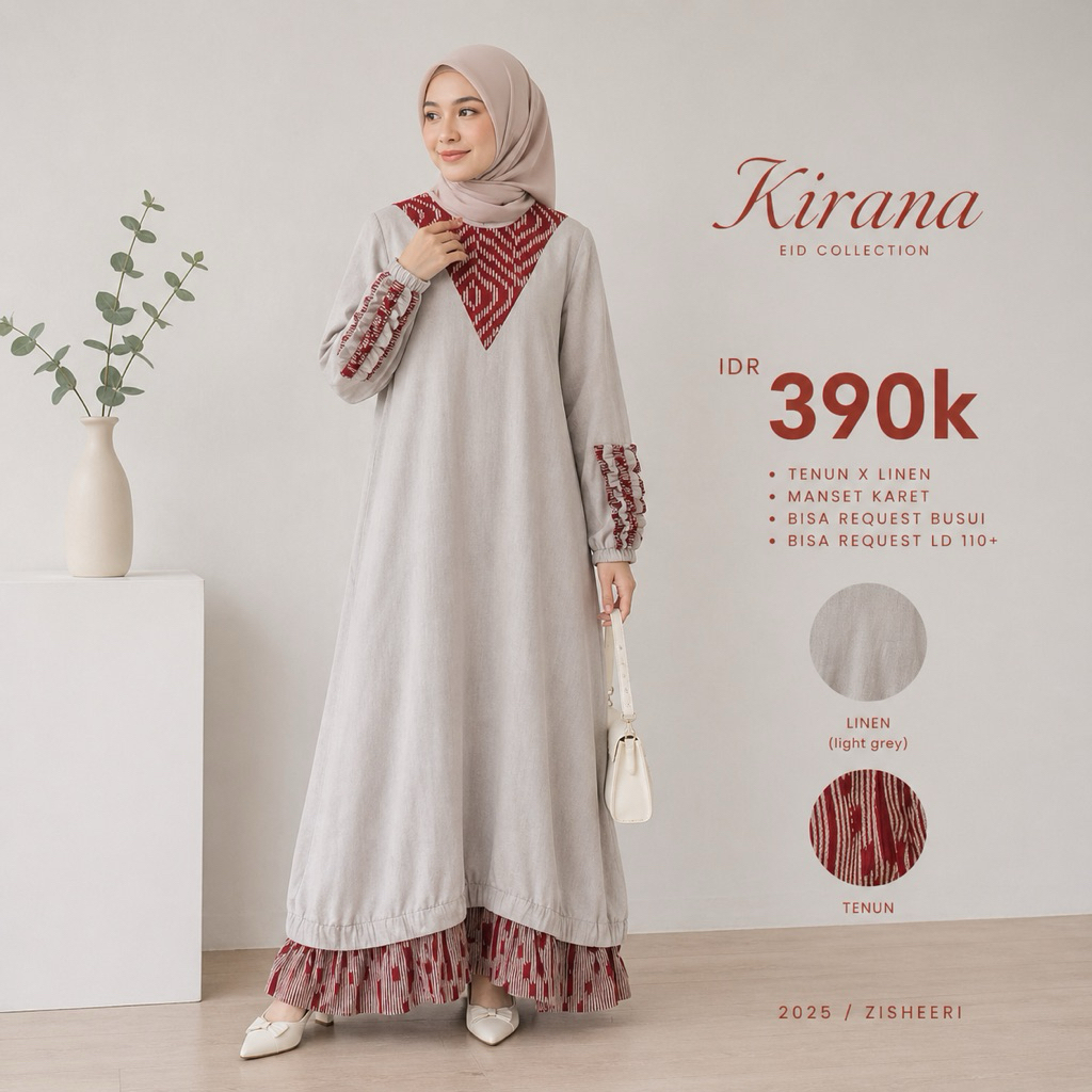 ZISHEERI KIRANA SERIES GREY Gamis Wanita Muslimah