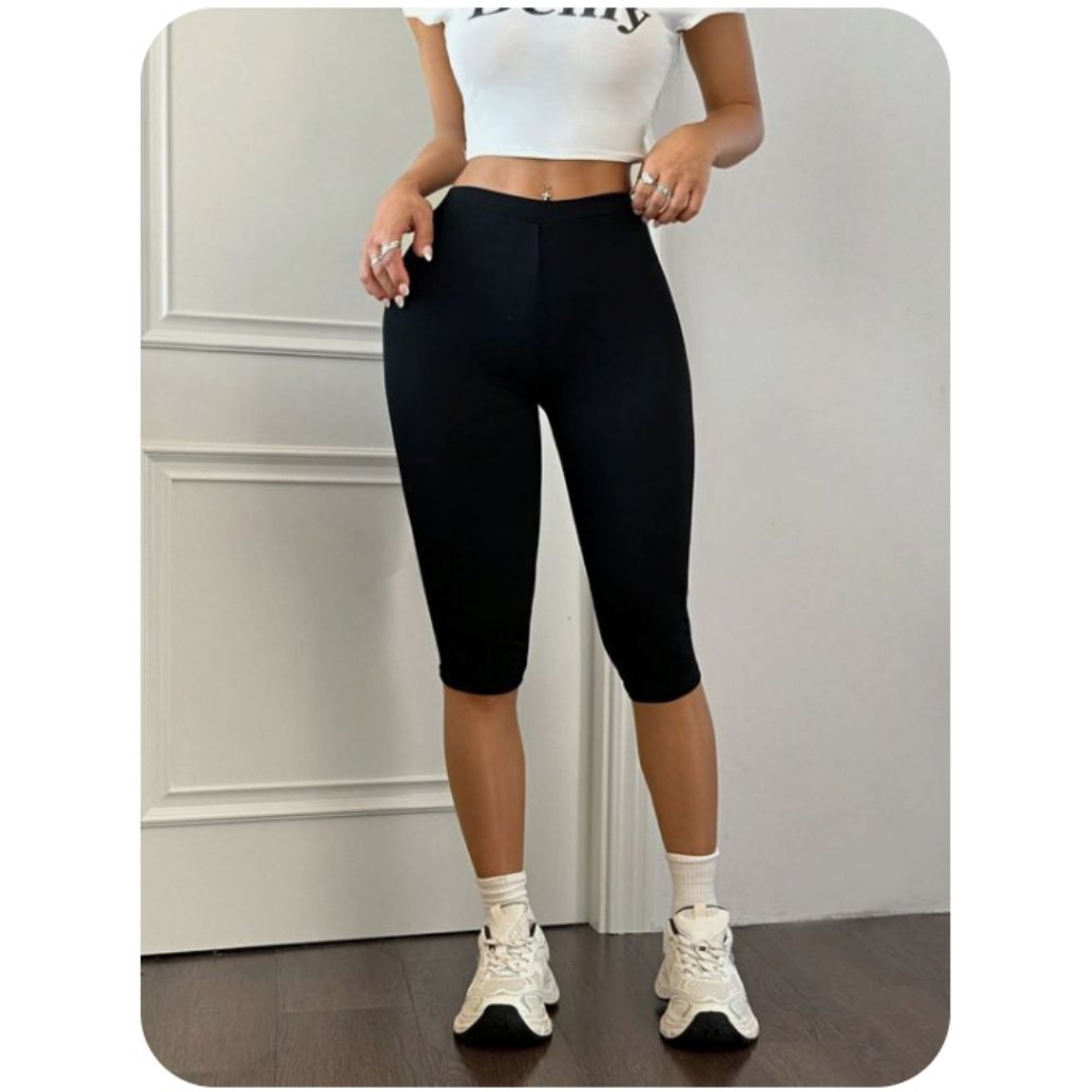 Legging Pendek 3/4 Jumbo||Leging Bawah Lutut Wanita