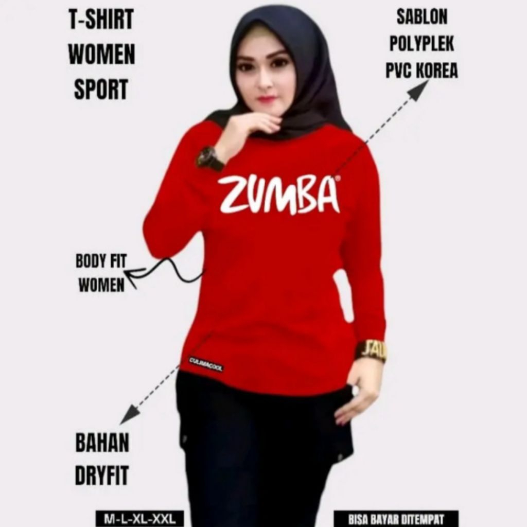 Kaos olahraga wanita muslimah / Baju senam ZUMBA lengan panjang