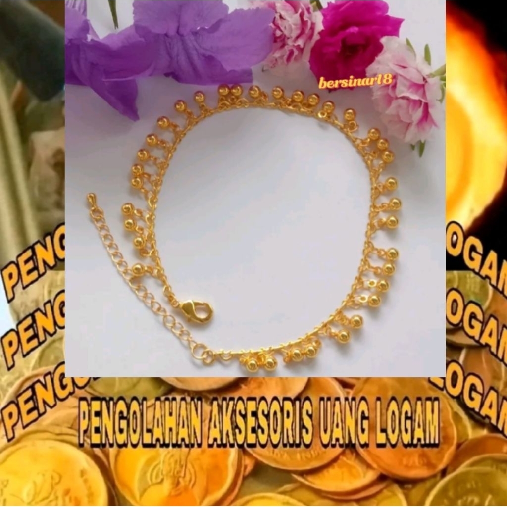 New gelang kaki rantai kerincing India dewasa rose gold terbuat dari koin asli tahun 1999-1990