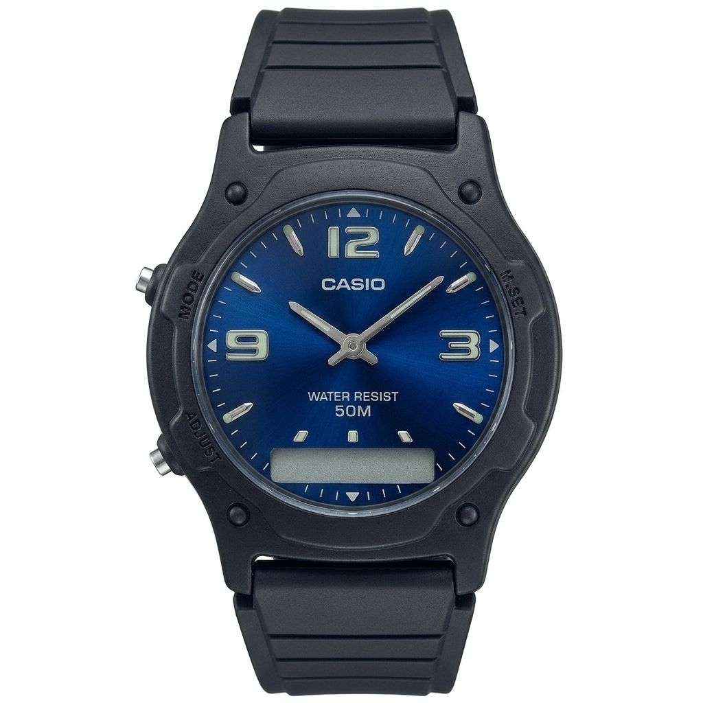 Jam Tangan Casio Aw-49HE-2AVDF Hitam Dasar Navy