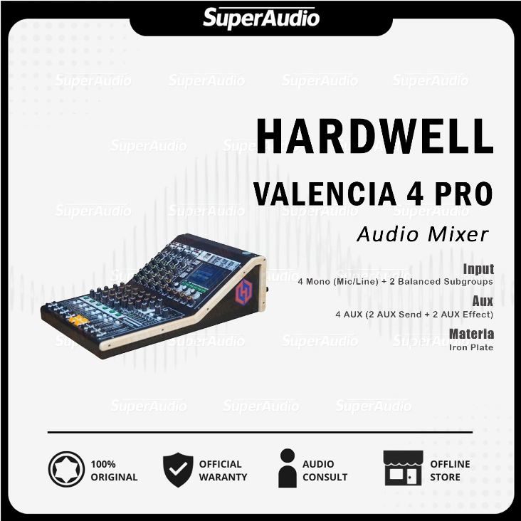 Hardwell Valencia 4 Pro Audio Mixer 4 Channel