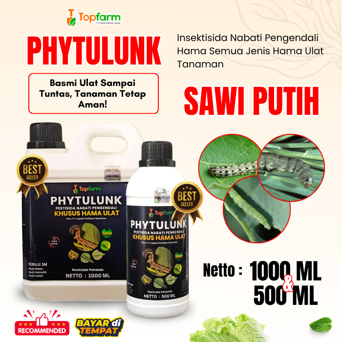 Obat Semprot Hama Ulat Daun Sawi Putih / Pestisida Ulat Daun Sawi / Obat Ulat Topfarm / Obat Hama Sa