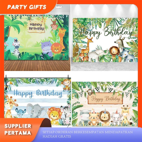 Backdrop Tema Kebun Binatang Jungle Party Balon Dekorasi Ulang Tahun Anak