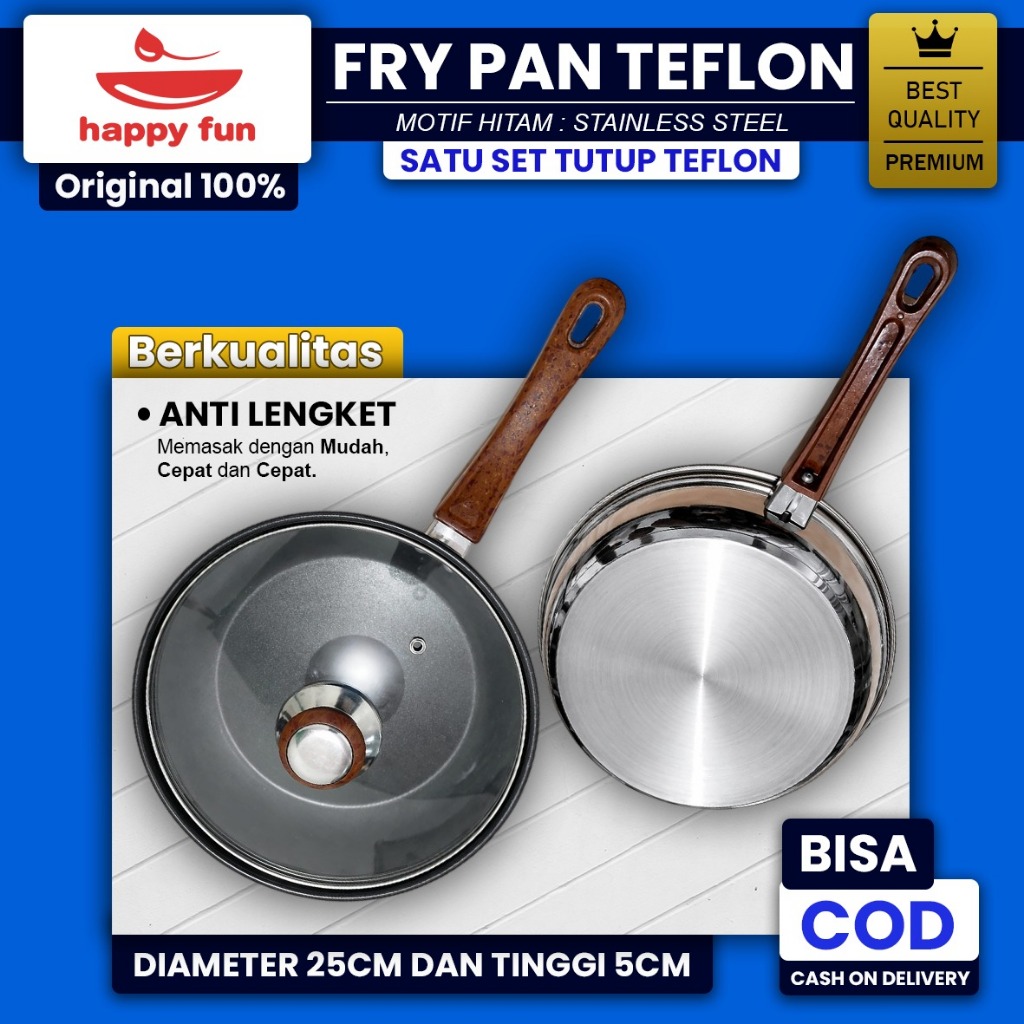 Happy Fun Fry Pan Teflon Wajan Penggorengan Anti Lengket Kitchenware Frypan Stainless Non Stick Gaga