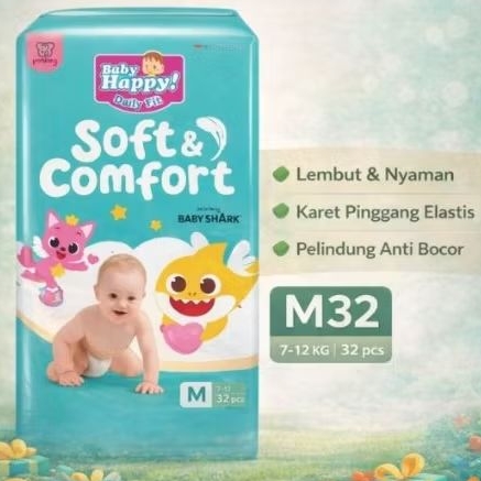 NEW (1) Biru Baby happy pingfong popok M32 wings_Hayday Store