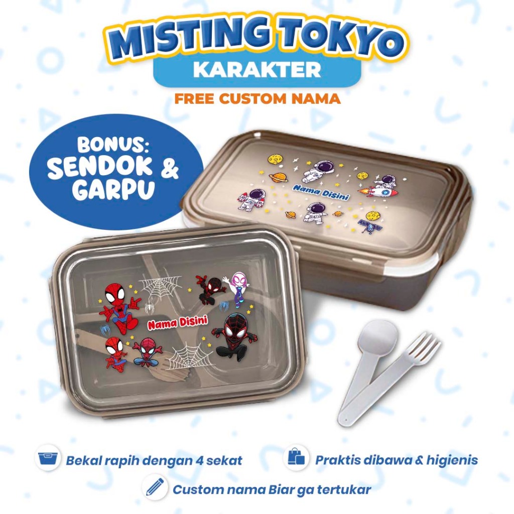 MISTING BENTO TOKYO - Misting 4 Sekat Ukuran Besar - Misting Astronot