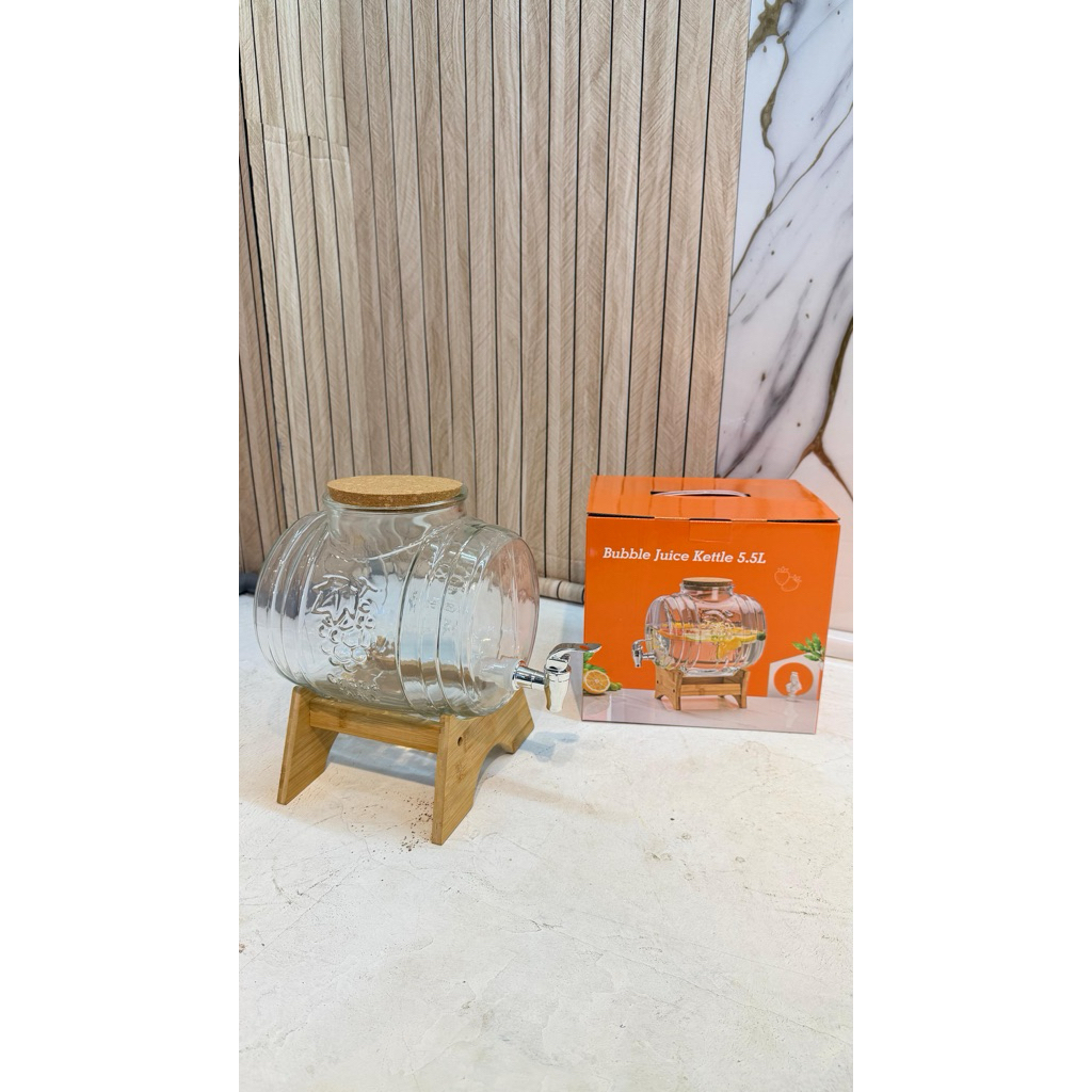 jus dispenser bulat kaca 5,5L