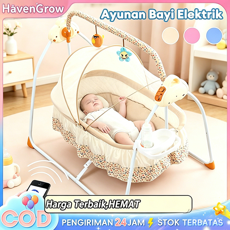 Ayunan Bayi Elektrik Otomatis 0-4 Tahun Multifungsi Box Bayi  Tempat Tidur BayiDapat Dilipat
