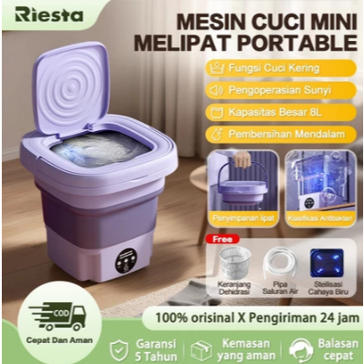Mesin Cuci Mini Portable 2 Tabung 8L Mesin Cuci Lipat Otomatis