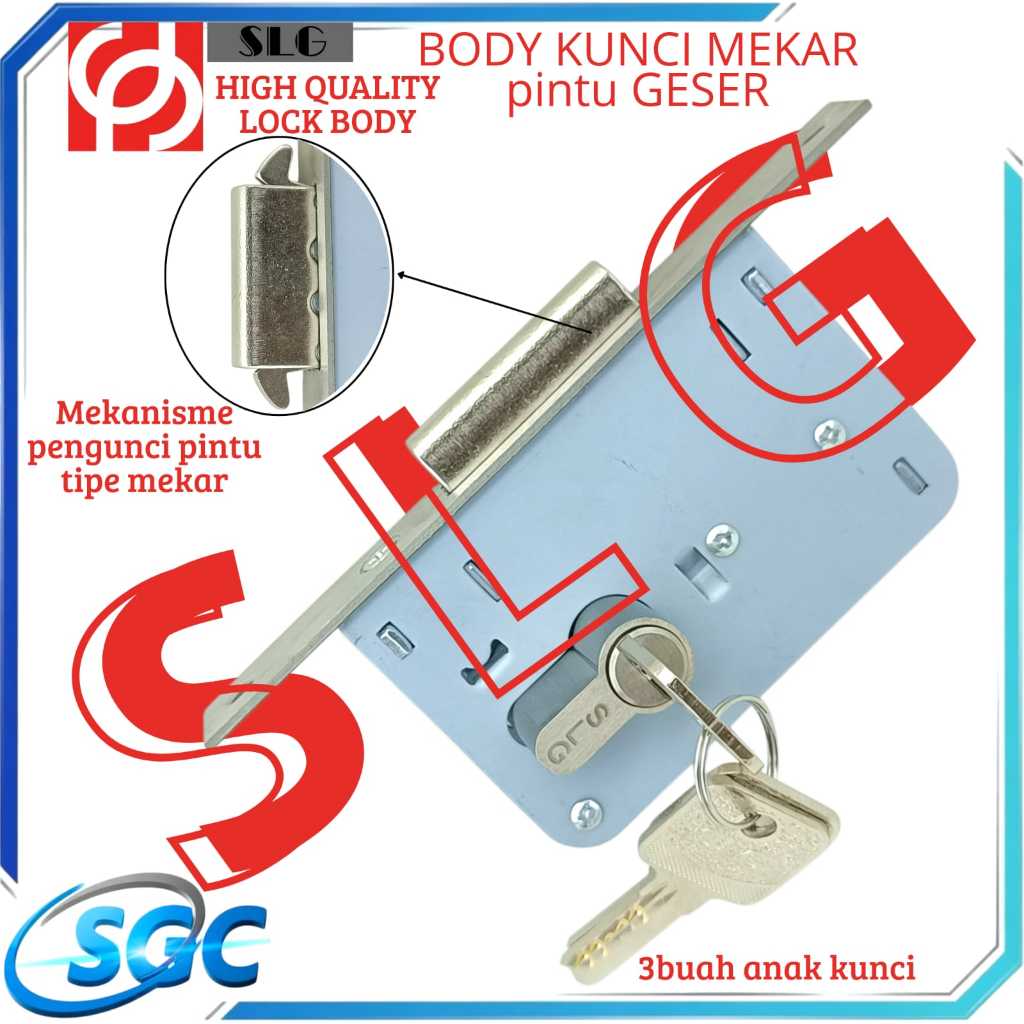 Body Kunci Pintu Geser SLG / Body Kunci Lidah Mekar / Kunci Pintu Geser/Lock Body