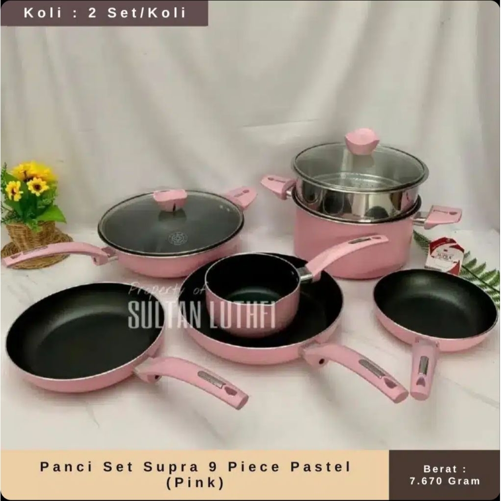Panci Set Supra 9 Piece Pastel Tosca / Pink