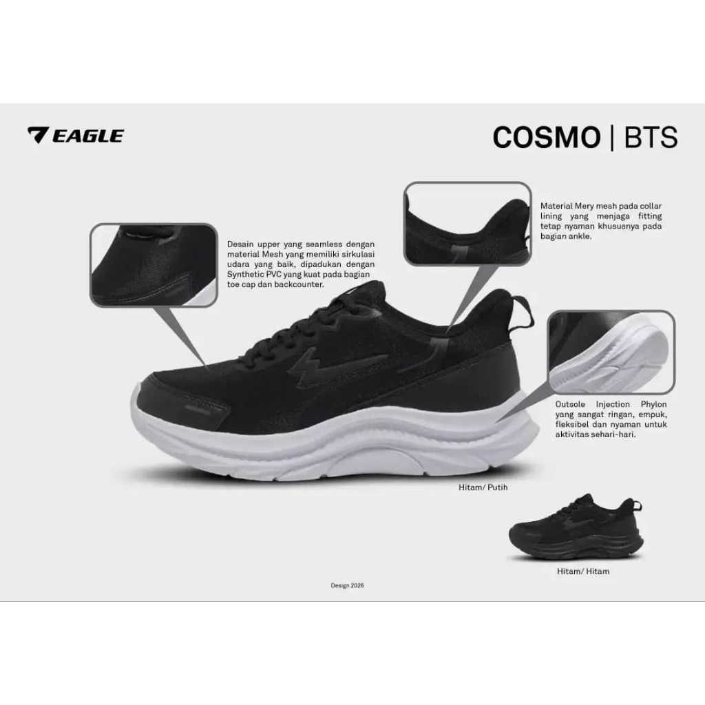 SEPATU EAGLE COSMO DEWASA HITAM / PUTIH