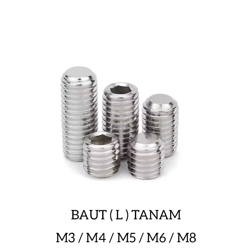 Baut L Tanam Sekrup Soket Hex Sekrup Tanpa Kepala Baud M3 M4 M5 M6 M8 Baut Variasi Bijian
