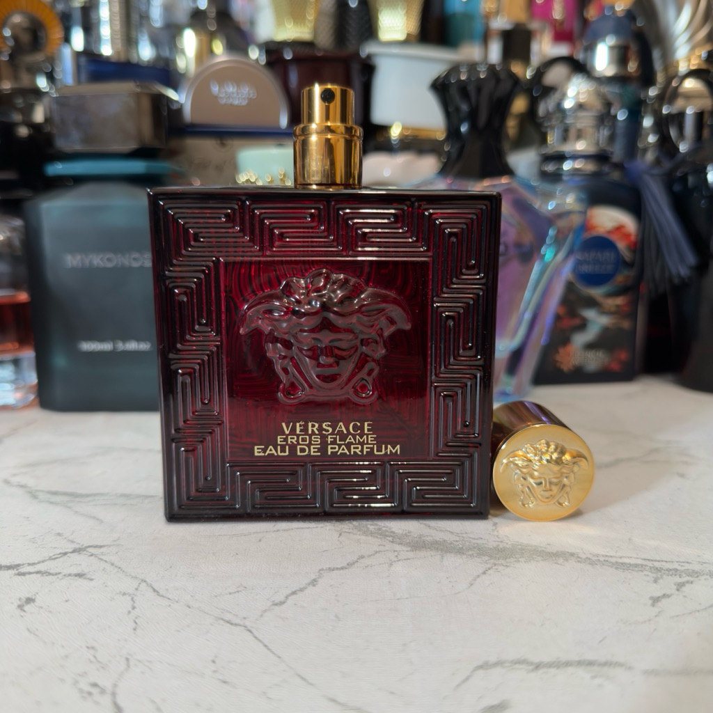 [BOTOL KOSONG] Eros Flame 100ml varian TESTER lengkap dengan cap dan dus box Asli untuk hiasan