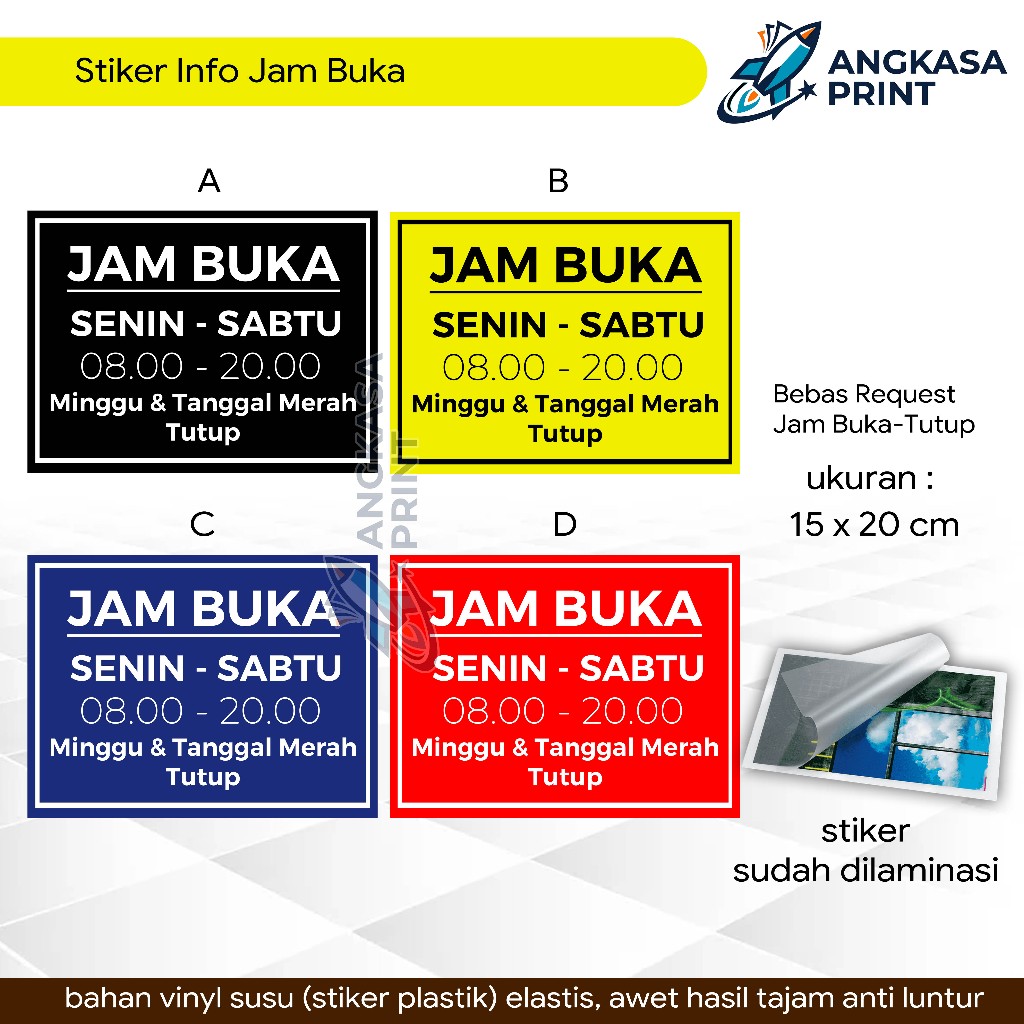 Stiker Info Jam Buka