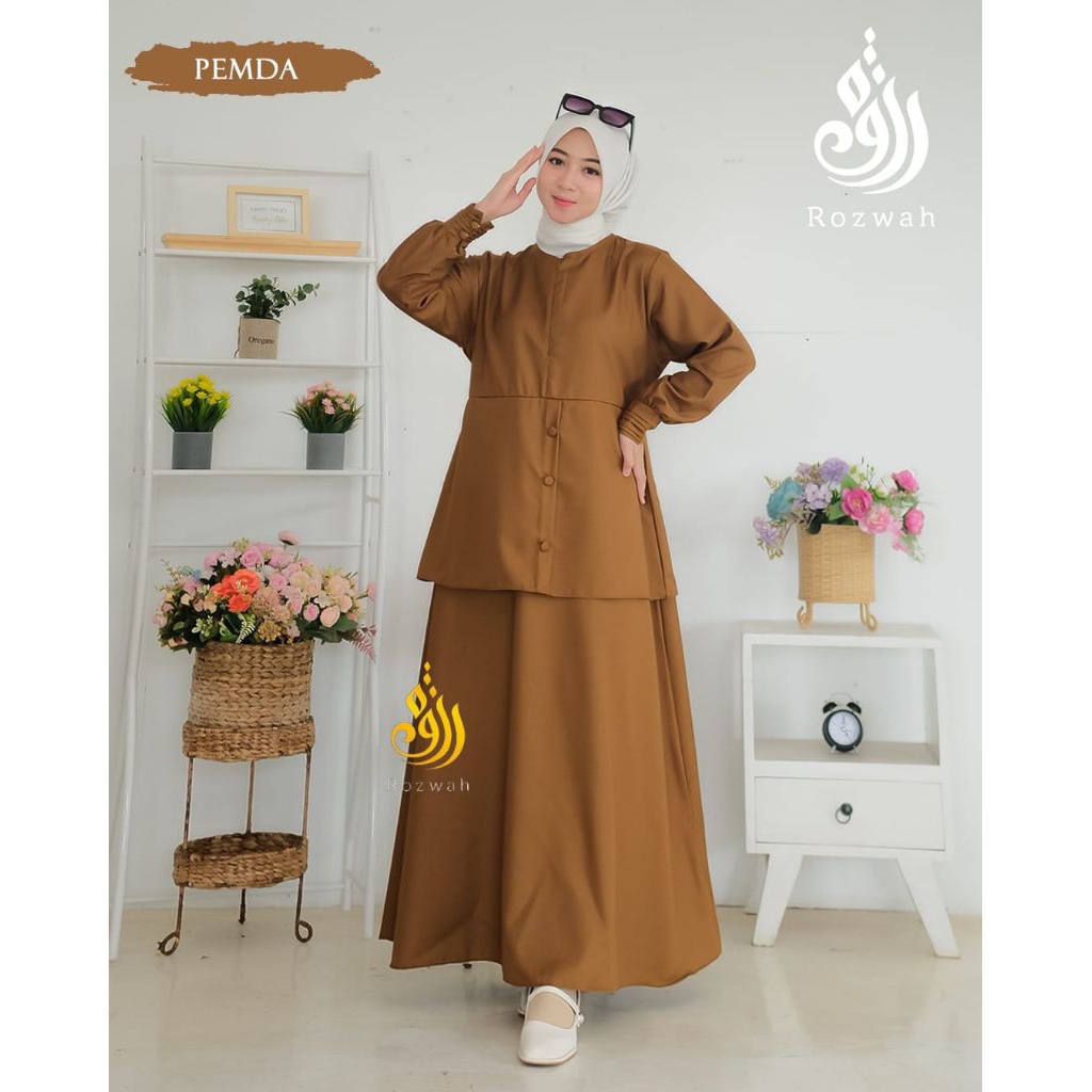 Gamis Pemda Radhiya toyobo premium gamis pns gamis khaki